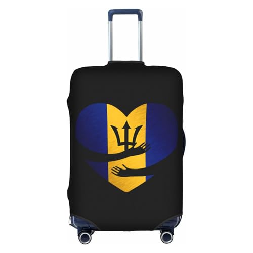 Travel Luggage Cover Barbados Barbadians Flag Heart Fashion Washable Baggage Suitcase Protector Fit For Luggage Small