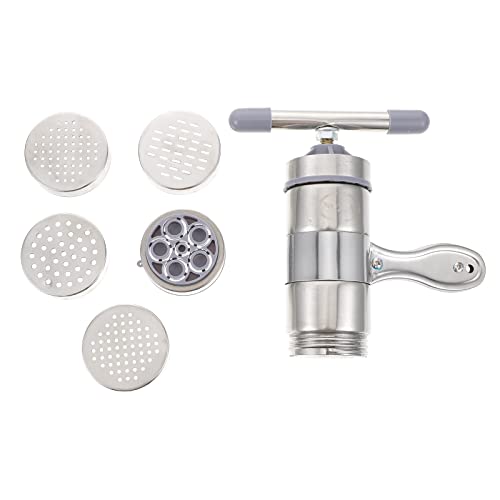 Zerodeko Macchina per Pasta Fresca, Macchina per Pasta Manuale in Acciaio Inox Macchina per Pasta Con 5 Stampi per Pasta, Macchina per Ravioli per Spaghetti Lasagne Ravioli Utensili Da Cucina