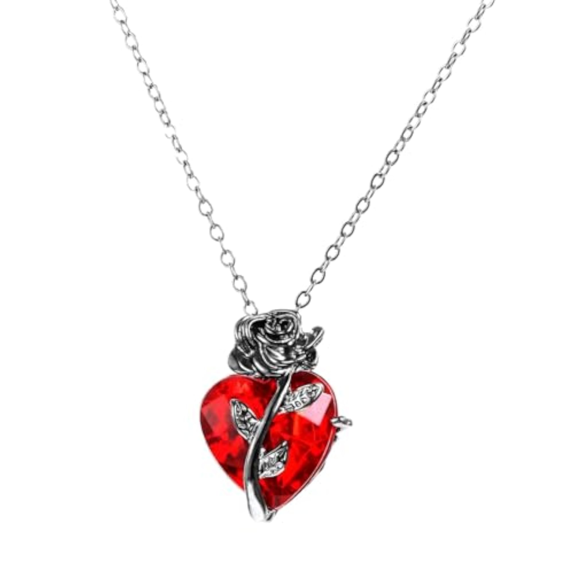 Gothic Rose Heart Necklace, Unisex Gothic Jewelry