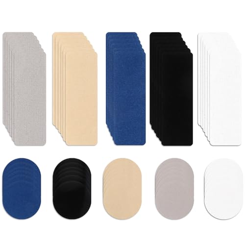 30Pcs Shoe Patches for Holes, Self-Adhesive Shoe Heel Repair Patch 5 Colors Shoe Hole Repair Patch Kit for Sneakers and Mesh Shoes (Rectangular and Round Shapes)