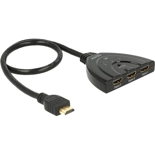 Switch de vídeo HDMI DeLOCK 18600 negro de plástico con soporte 3840 x 2160 píxeles