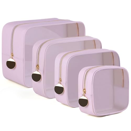 YOPCDJ 4PCS Clear Makeup Bag Set, Waterproof TPU Purse Organizer Pouches, TSA Approved Toiletry Bag, Diaper Bag Organizer Pouch, Travel Organizer Bags for Women and Kids