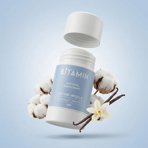 Image of Bitamin Natural Deodorant Underarm Roll On with 5% Vitamin C | Natural Deodorant for Men & Women | Made in India | No Aluminium, No Alcohol, No Parabens & No Triclosan | 8 Hour Odour Control | Cotton Vanilla - 30g (Pack of 1)