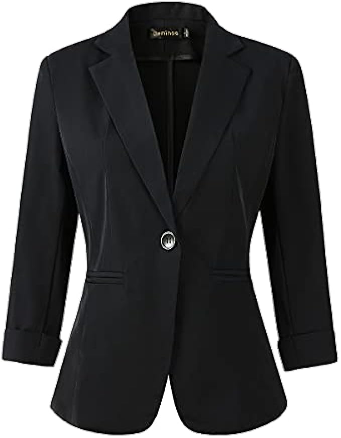 Womens 3/4 Sleeve Lightweight Office Work Suit Jacket Floral Blazer