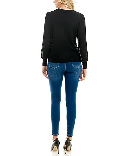 Image of Zac & Rachel Women's Sweater Knit + Pleated Chiffon Blouse