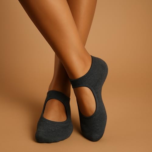 Yash Gallery Yoga Socks for Women Non Slip Barre Socks with Grips/Straps Pack of 6 Pack of 34