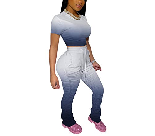 Women Sweatsuits Sets Summer Tie Dyed Colorfur Print Tank Top Stacked Pants Yoga