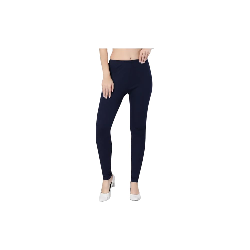 Women’s Solid BLACKCotton Stretch Ankle Length Leggings-image-14