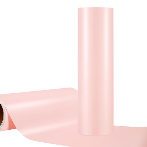 WRAPXPERT Pink Permanent Vinyl,12' x10ft Matte Adhesvie Vinyl Roll for cricut,DIY Home Decor, Valentine's Day Decor and Car Decal,Tumbler, Light Pink