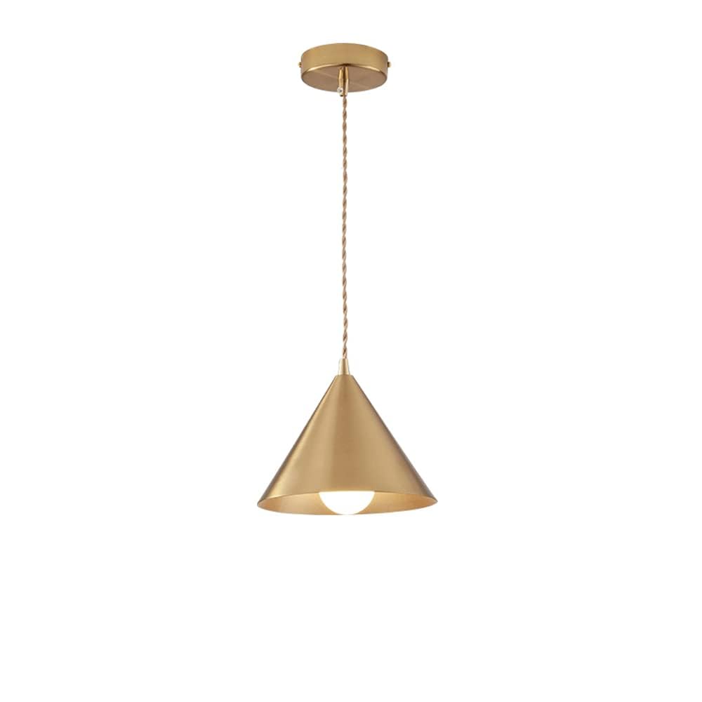 LANTANB Creative Conical Pendant Lamp, E27 Screw Gold Hanging Light, Modern Wrought Iron Lighting Fixtures, Decorative Ceiling Chandeliers for Restaurant Shops