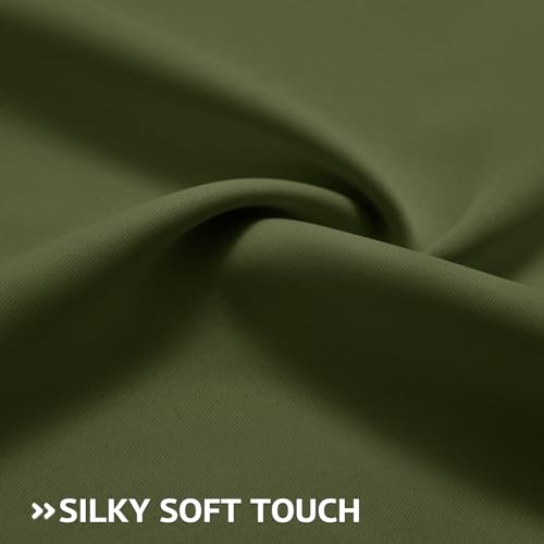 Image of COSVIYA Grommet Blackout Room Darkening Olive Green Curtains 72 inch Length | Thick Polyester Light Blocking Insulated Thermal Curtain Drapes for Bedroom /Living Room,2 Panels,52x72 inches