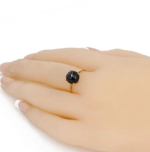 Genuine Black Star Sapphire Ring Solid 925 Sterling Silver Engagement Statement Rings Solitaire Diopside Gold Plated Rings For Women2