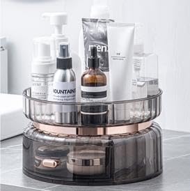 GORET Organizador de maquillaje con rotación de 360, soporte de maquillaje giratorio con cajón de gran capacidad para tocador, baño, perfume, lápiz disponible en Yaxa Peru