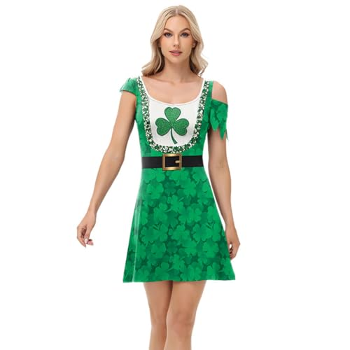 Robe de la Saint-Patrick à manches asymétriques et trèfle