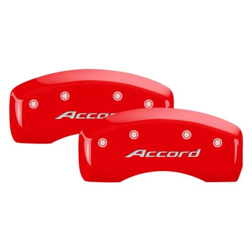 Image of MGP Brake Caliper Covers Compatible with 2013-2017 Honda Accord (Requires 17 inch+ Wheels) Powder-Coated Finish, 4 PCS Front and Rear - Red, Accord - Accord Engraving