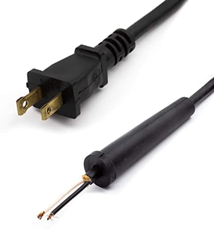 Power Tool Replacement Cord SJT, 18 GA AWG, 2 Wire, 6 1/2 ft, 2 Prong, with Stripped Ends and Rubber Strain Relief Boot