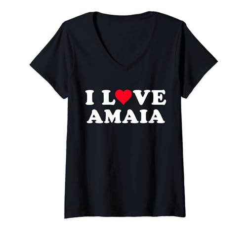 Amo Amaia a juego con la novia y el novio Amaia Nombre Camiseta Cuello V