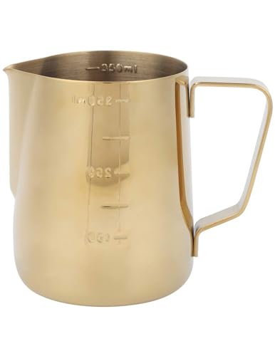 20oz Stainless Steel Milk Frother Pitcher,Barista-Grade Pointed Spout, Ergo Grip & Measurement Marks for Latte Art