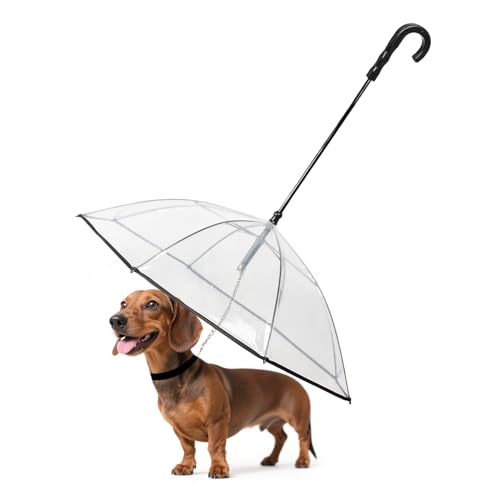 NAMSAN Dog Umbrella for Small Dogs, Clear Dog Umbrella Leash for ...