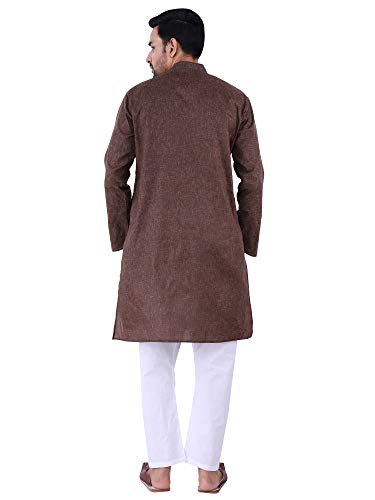 Image of Sadree Men's Cotton Blend Light Weight|Knee Length|Mandrin Collor|Relax comfert|Classic Style Kurta Pyjama Set