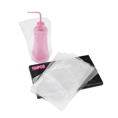 Hipifans Squeeze Bottle Covers 100Pcs/Set Disposable Transparent PE Wash Bottle Covers Sleeves 6 x 10 Inch for Tattoo Cleaning Supplies