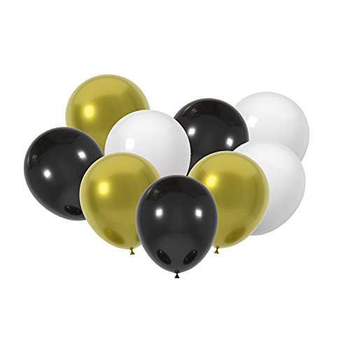 JODIDI 60 Pcs 12-Inch Latex Balloons in Black, White, and Gold - Perfect for Christmas, New Year, Graduation, Birthday, Baby Shower, and Wedding Party Decorations