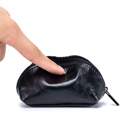 Women's Oil Waxed Genuine Leather Mini Card Holder Key Holder Zip Wallet Small Tote Money Bag (Yellow)2