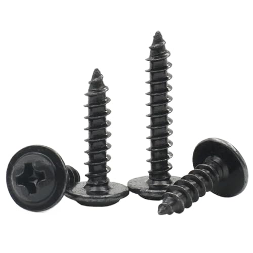 50/100/200個 M1.4 M1.7 M2 M2.3 M2.6 M3 M3.5 M4 ミニ炭素鋼クロス丸頭セルフタッピングネジ ワッシャー付き DIYおよび修理用(20mm,M4 x 50pcs)