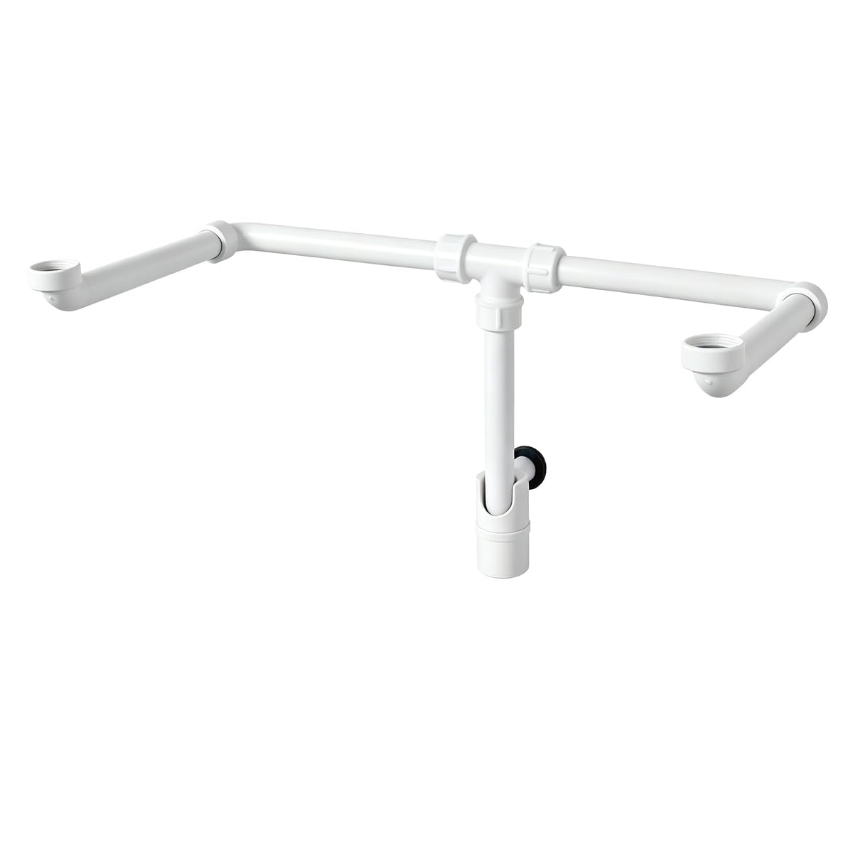 Sifone doppio per lavabo, sifone tubolare salvaspazio per bagno, G 1 1/4" (DN32), scarico per lavabo, con apertura per la pulizia e filtro per capelli, sifone da bagno