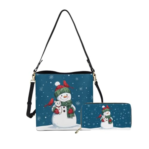 Image of HUGS IDEA Leather Purses and Handbag for Women Bucket Bag with Wrist Wallet 2 Packs