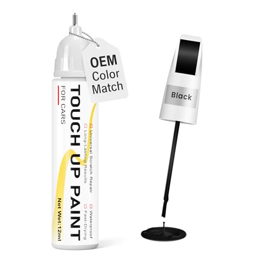 Gloss Black Touch Up Paint for cars, 2-in-1 Brush & Tip, 0.4 fl oz - Universal Car Scratch Repair Pen for Scratches & Scuffs, OEM Color Match, Quick-Dry & Long-Lasting