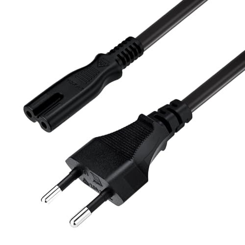 Tolesum 1.5M (4.9FT) Câble d'alimentation EU Plug C7 Bipolaire 2 Câble pour PS5 / PS4 / PS3 / Xbox Série X/S - Noir