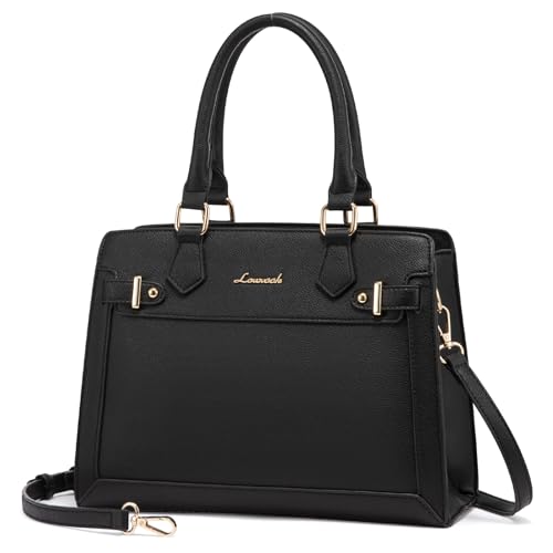 Image of LOVEVOOK Purses and Handbags for Women, Tote Shoulder Bag Satchel Black Purse and PU Leather Top Handle for ladies