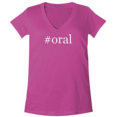 #Oral - A Soft & Comfortable Women's V-Neck T-Shirt, Fuchsia, Large