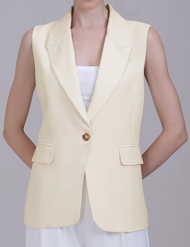 V VOCNI Women's Long Sleeveless Blazer Vests Casual Lapel Office Cardigans Vest Open Front Vest Tops Suit Waistcoat3