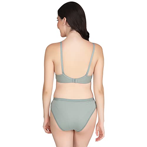 Image of Non Padded Bra Panty Set - Made of Pure Cotton Full Coverage Non Wired Seamless Pushup Soft Cup for T-Shirt Saree Dress Sports Garment for Daily Use Everyday