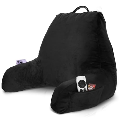 Image of Nestl Reading Pillow with Shredded Memory Foam, Designed for Sitting Up in Bed and Couch, Back and Arms Adjustable Support for Adult & Teens Backrest Pillows for Reading, with Washable Cover Black