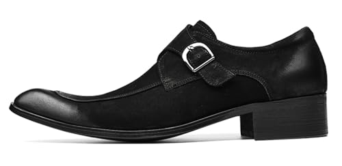 Santimon Men's Suede Dress Shoes Monk Strap Loafers | Formal Penny Loafers with Classic Buckle Closure & Non-Slip Rubber Sole for Business Casual, Wedding & Evening Events2