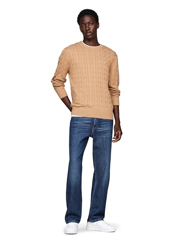 Image of Tommy Hilfiger Men's Cotton Cable Crew Neck Sweater
