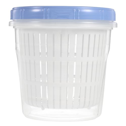 INOOMP Frasco para Encurtidos con Filtro y Sello Hermético, Contenedor para Almacenar Kimchi y Verduras, Capacidad 1250 Ml, Plástico Azul, Recipiente Drenante para Cocina y Conservación