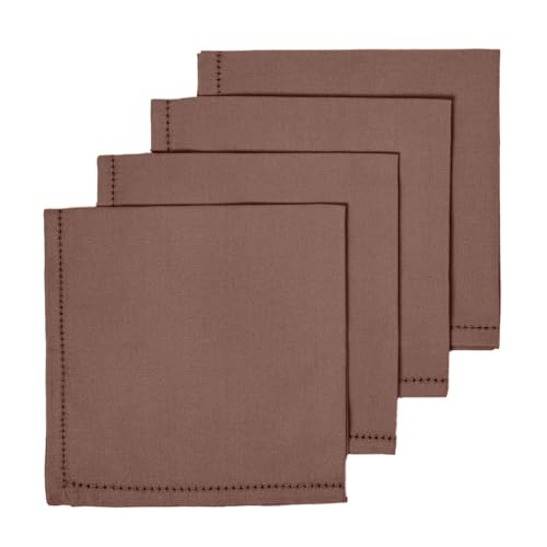 HOMESCAPES Serviette de Table en Tissu Coton, Lot de 4, Linge de Table uni, Chocolat 45x45 cm