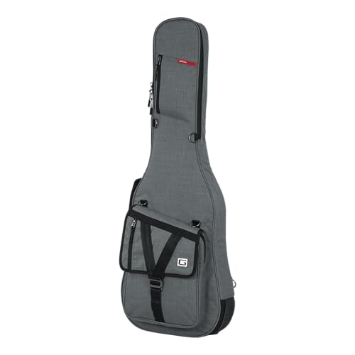 Gator Cases Transit Series Lightweight Electric Guitar Gig Bag with Back Pack Straps and Rubberized Base, Light Grey Exterior (GT-ELECTRIC-GRY)