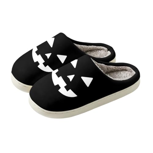 Retro Fuzzy Happy Holloween Pumpkin Slippers For Women Men Cozy House Shoes - image 7