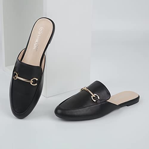 Samilor Mules For Women Flats Classic Mules Comfortable Slip On Women's Flats Backless Loafers Casual Flat Shoes Women Black 9 #TOP3