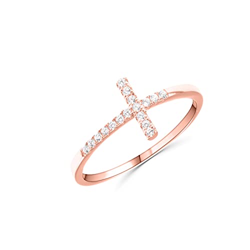 Bague Croix rosée Femme Argent 925 et zircone cubique au design prestigieux