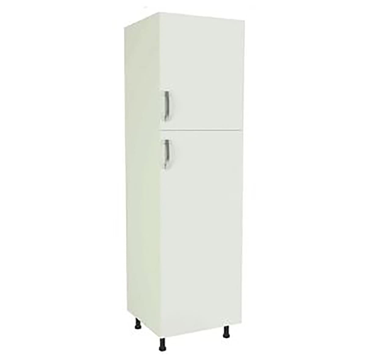 PEGANE Meuble Colonne de Cuisine 2 Portes Coloris Blanc - Hauteur 200 x Longueur 60 x Profondeur 58 cm