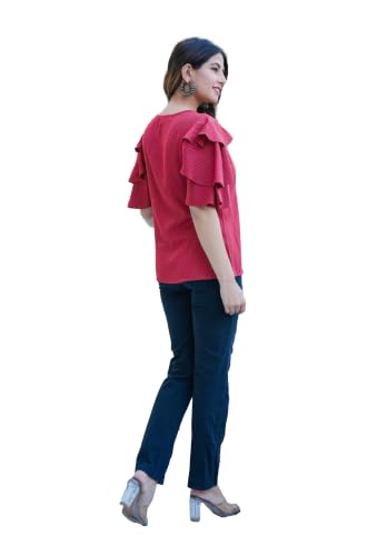 Image of Yash Gallery Women's Rayon Printed Realaxed Fit Top for Women & Girls