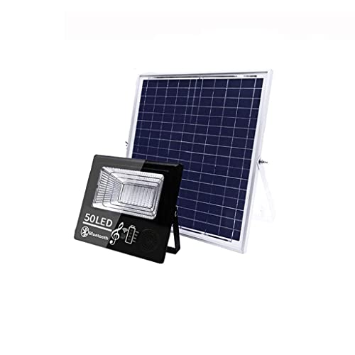 OLSKFUH Foco Solar para El Hogar, Altavoz Bluetooth Inteligente para Exteriores, Lámpara De Calle Rural Brillante, Lámpara De Pared Interior Ip66/65, Luz De Trabajo Recargable,50LED
