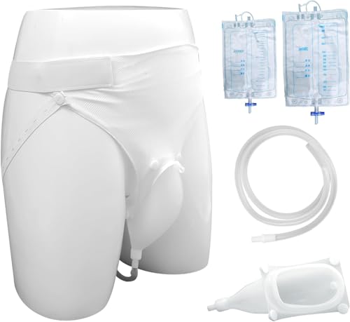 Orinatoio maschile indossabile, sacca per urina maschile riutilizzabile, raccoglitore di urina per orinatoio in silicone, orinatoi portatili con sacche per catetere per urina (2000ML*1+1000ML*1)