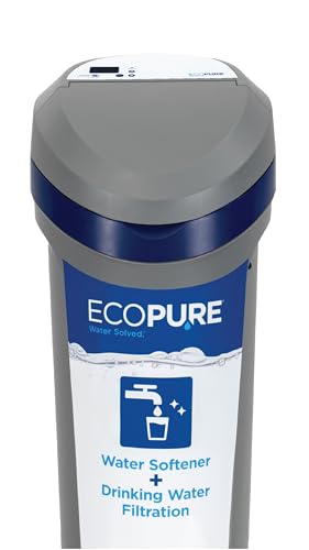 EcoPure EPH130 Whole House Water Softener & Filtration System – 2-in-1 Design for Soft & Better-Tasting Drinking Water, AutoSense AI Technology